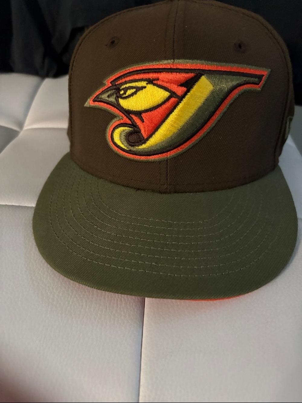 Olive and Brown Embroidered Bird Logo cooperstown collection hat